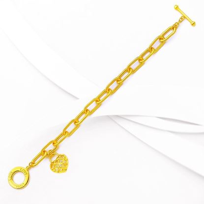 Picture of Paperclip Chain T-Bar Toggle Bracelet Gold Plated