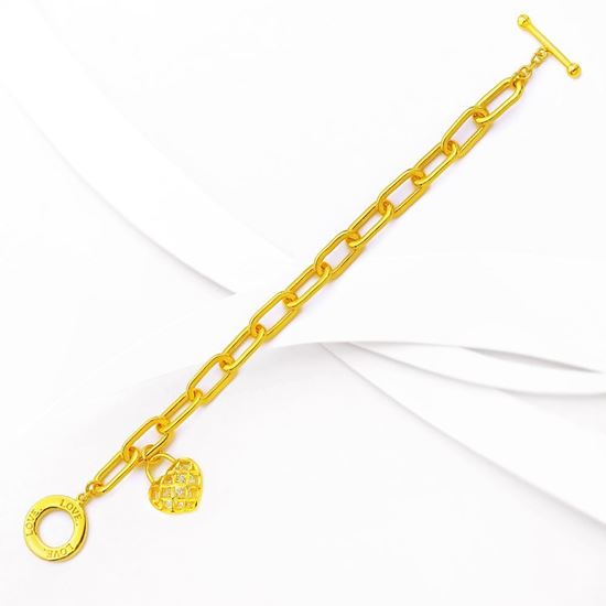 Picture of Paperclip Chain T-Bar Toggle Bracelet Gold Plated