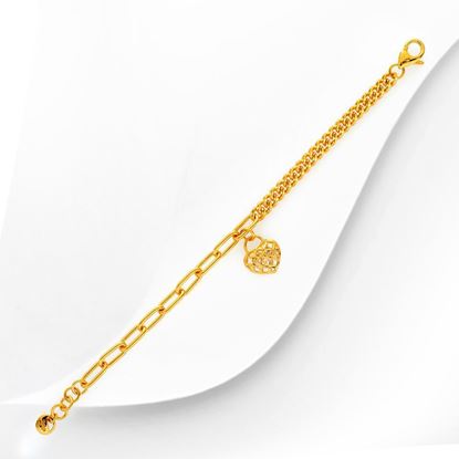 Picture of Mix Paperclip Curb Chain Heart Bracelet Gold Plated