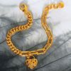 Picture of Mix Paperclip Curb Chain Heart Bracelet Gold Plated