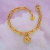 Picture of Thick Paperclip Bracelet Gold Plated with Heart Charm for Kids