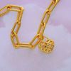 Picture of Thick Paperclip Bracelet Gold Plated with Heart Charm for Kids