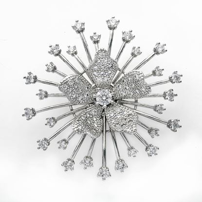Picture of Blooming Orchid Flower Brooch Rhodium Plated