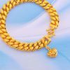 Picture of Dangle Heart Thick Cuban Chain Bracelet Gold Plated (16.5cm)