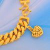 Picture of Dangle Heart Thick Cuban Chain Bracelet Gold Plated (19cm)