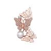 Picture of Triple Butterflies Brooch Rose Gold Plated with White Pearl