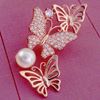 Picture of Triple Butterflies Brooch Rose Gold Plated with White Pearl