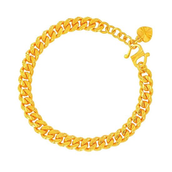 Picture of Thick Cuban Chain Bracelet Gold Plated for Kids (Gajah Mini) (13-14cm)