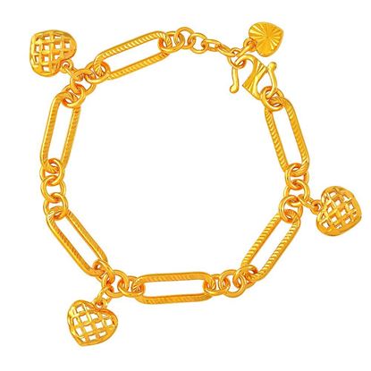 Picture of Dangle Heart Paperclip Bracelet Gold Plated for Kids