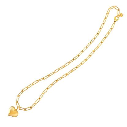 Picture of Heart Paperclip Link Chain Necklace Gold Plated