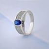 Picture of Oval Blue CZ Signet Ring Sterling Silver