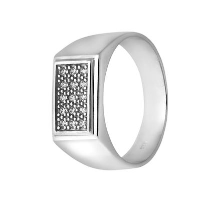 Picture of CZ Rectangle Signet Ring Sterling Silver