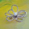 Picture of Layered CZ Petals Flower Brooch Rhodium Plated