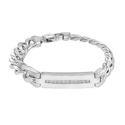 Picture of Classic Tag Curb Chain Bracelet Rhodium Plated (18cm)
