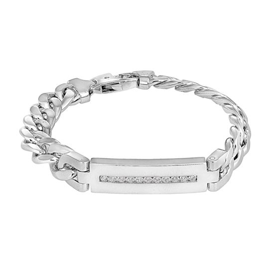 Picture of Classic Tag Curb Chain Bracelet Rhodium Plated