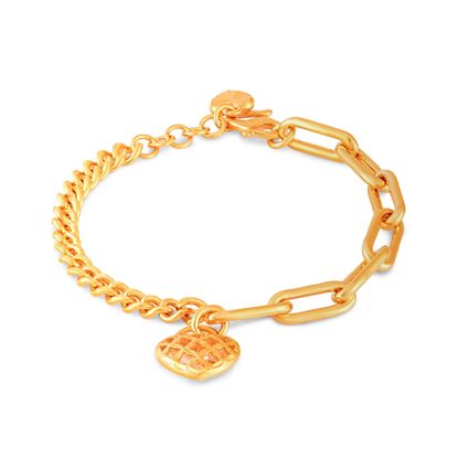 Picture of Mix Paperclip Curb Chain Heart Bracelet Gold Plated for Kids