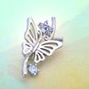 Picture of Butterfly On Twig Mini Brooch Rhodium Plated with CZ