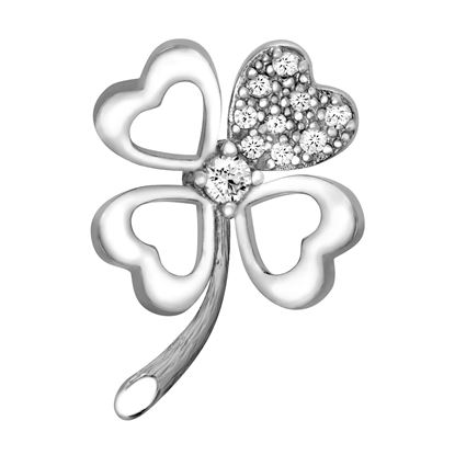 Picture of Four-Leaf Clover Mini Brooch Rhodium Plated with CZ