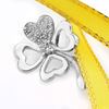 Picture of Four-Leaf Clover Mini Brooch Rhodium Plated with CZ