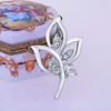 Picture of Three Openwork Leaves Mini Brooch Rhodium Plated with CZ