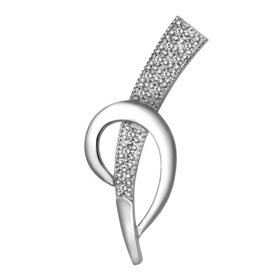 Picture of Signature Curve Bypass Mini Brooch Rhodium Plated with CZ