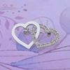 Picture of Entwined Double Hearts Mini Brooch Rhodium Plated with CZ