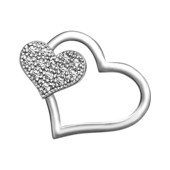 Picture of Heart In Love Mini Brooch Rhodium Plated with CZ