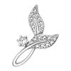 Picture of Double Curved Leaves Mini Brooch Rhodium Plated with CZ