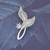 Picture of Double Curved Leaves Mini Brooch Rhodium Plated with CZ