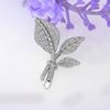 Picture of Three Tropical Leaves Mini Brooch Rhodium Plated with CZ