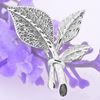 Picture of Three Tropical Leaves Mini Brooch Rhodium Plated with CZ