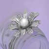 Picture of Synthetic White Pearl Daisy Mini Brooch Rhodium Plated with CZ