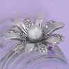 Picture of Synthetic White Pearl Daisy Mini Brooch Rhodium Plated with CZ