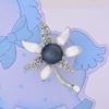 Picture of Synthetic Tahitian Pearl Flower Mini Brooch Rhodium Plated with CZ