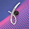 Picture of Synthetic Tahitian Pearl Mini Brooch Rhodium Plated with CZ