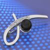 Picture of Synthetic Tahitian Pearl Mini Brooch Rhodium Plated with CZ