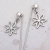 Picture of Seven-petal Flower Dangle Hijab Scarf Pins Rhodium Plated