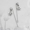 Picture of Mini Turnera Flower Dangle Hijab Scarf Pins Rhodium Plated with CZ