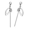 Picture of Twin Leave Dangle Hijab Scarf Pins Rhodium Plated with CZ