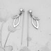 Picture of Twin Leave Dangle Hijab Scarf Pins Rhodium Plated with CZ