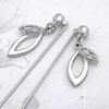 Picture of Twin Leave Dangle Hijab Scarf Pins Rhodium Plated with CZ