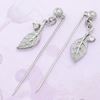 Picture of Studded Mini Leaf Dangle Hijab Scarf Pins Rhodium Plated with CZ