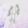 Picture of Studded Mini Leaf Dangle Hijab Scarf Pins Rhodium Plated with CZ