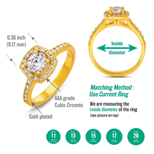 square halo ring measurement