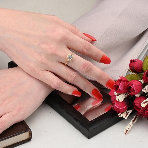 square halo ring for women