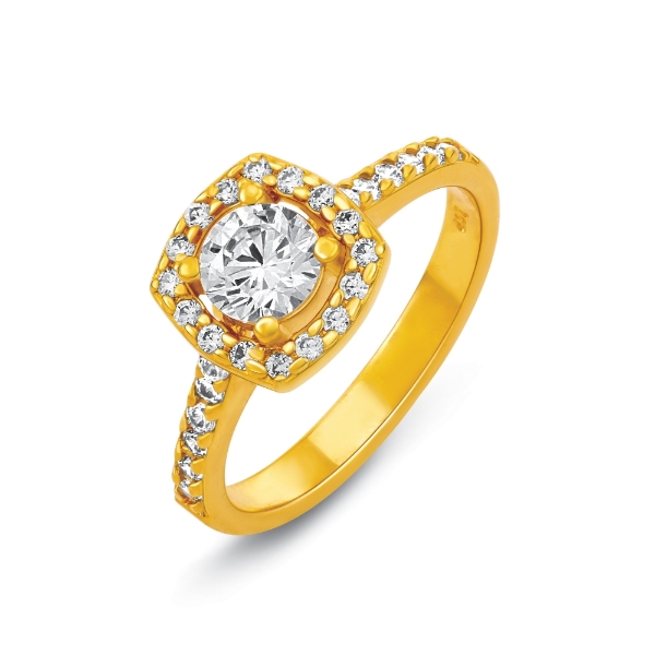 Show details for Square Halo Engagement Ring Gold Plated Halo Engagement Ring Gold plated