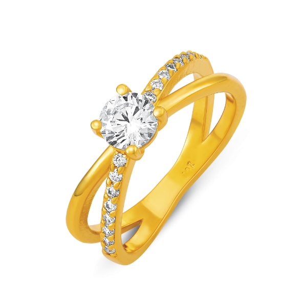Show details for Criss Cross Solitaire Engagement Ring Gold Plated twisted engagement rings for women