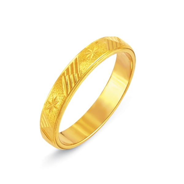 Show details for Textured Star with Slant Lines Ring Band Gold Plated Star Slant Lines Ring