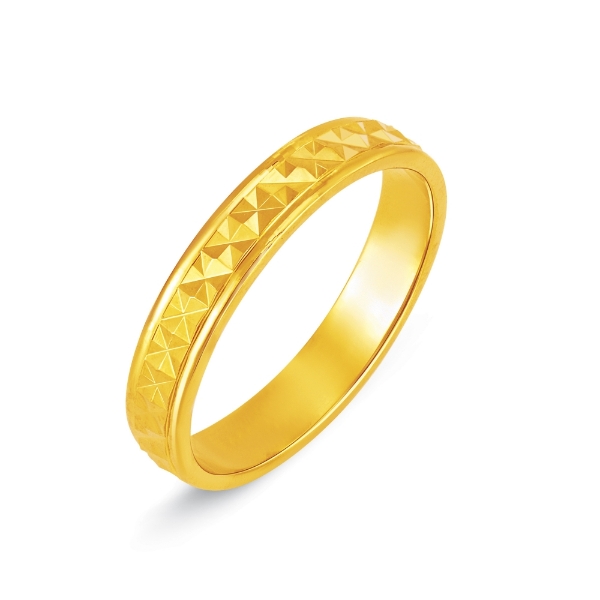 Show details for Faceted Textured Ring Band Gold Plated Faceted Textured Band