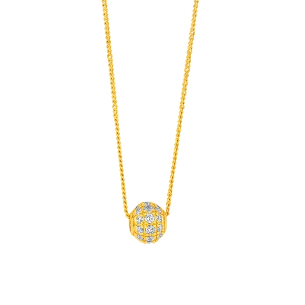 Show details for CZ Sphere Pendant Necklace Gold Plated Small CZ Sphere Necklace